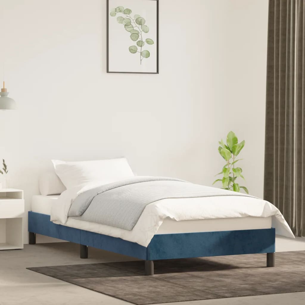 Cadre de lit sans matelas bleu foncé 80x200 cm velours - XIOS