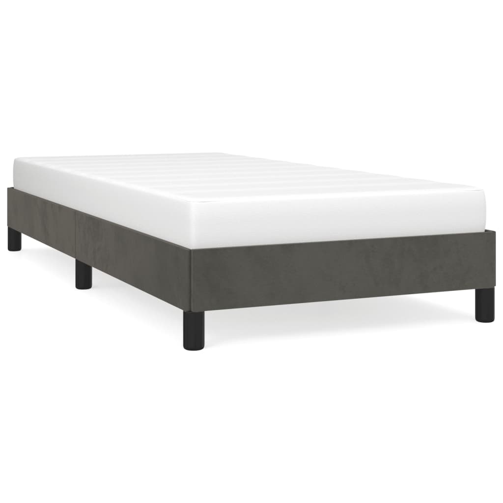 Cadre de lit sans matelas gris foncé 90x190 cm velours - XIOS
