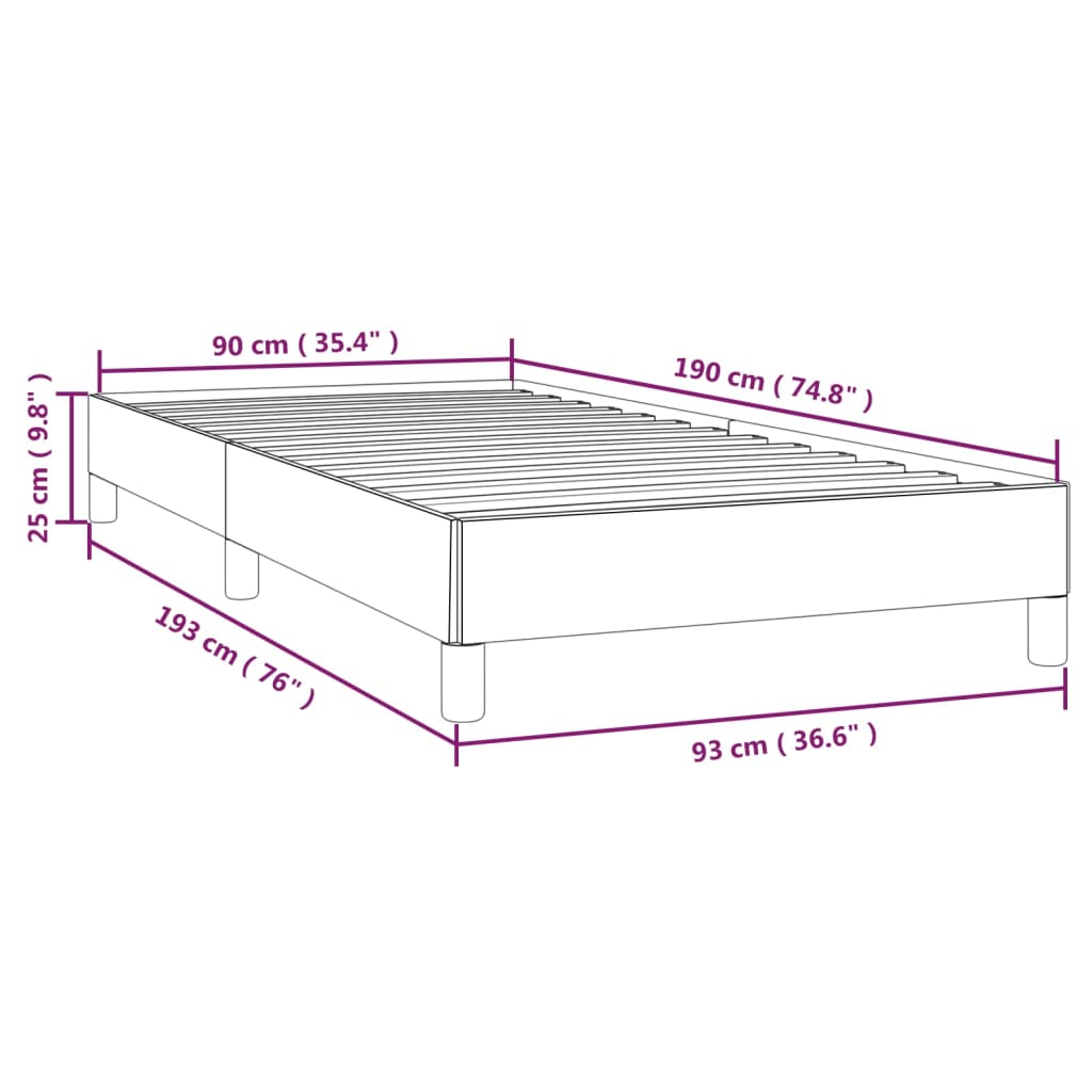 Cadre de lit sans matelas noir 90x190 cm velours - XIOS