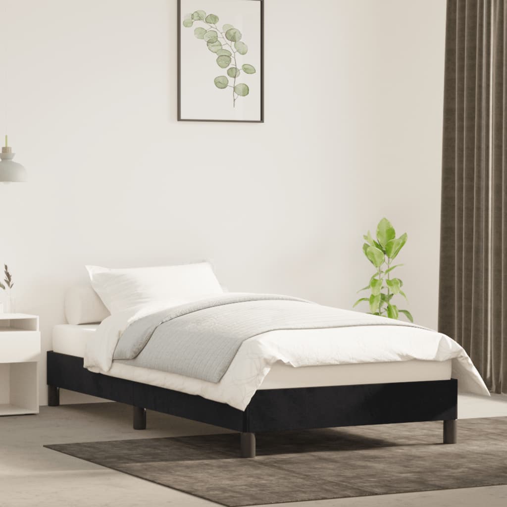 Cadre de lit sans matelas noir 90x190 cm velours - XIOS