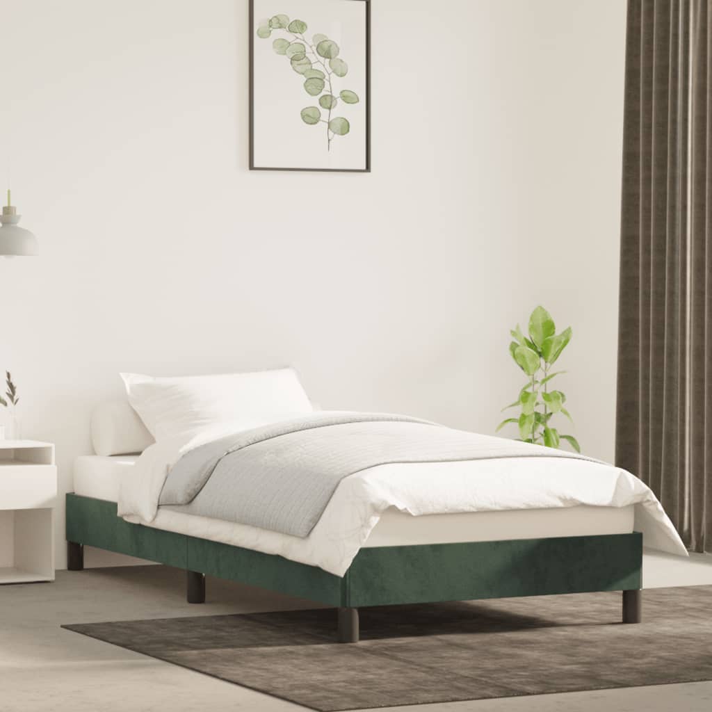 Cadre de lit sans matelas vert foncé 90x190 cm velours - XIOS