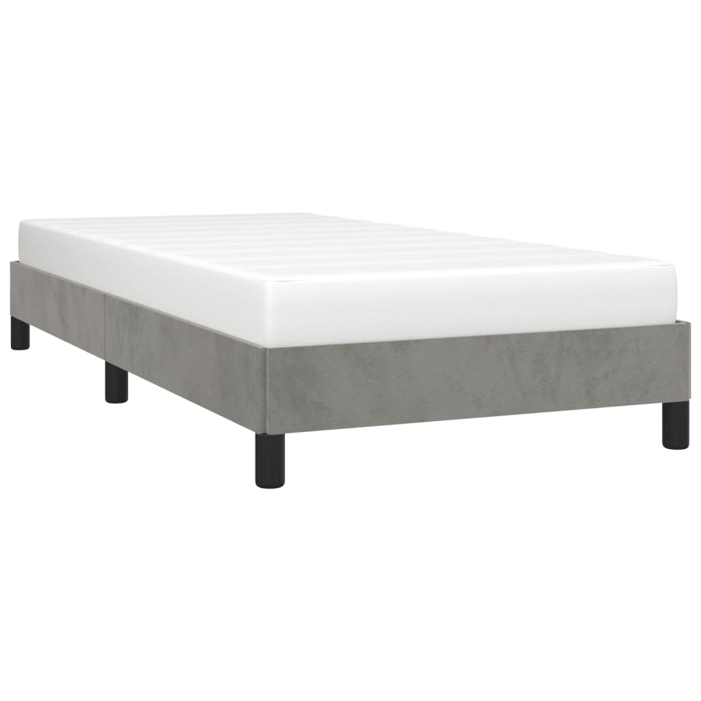 Cadre de lit sans matelas gris clair 90x200 cm velours - XIOS