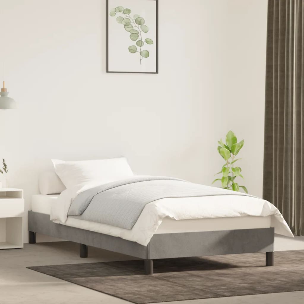 Cadre de lit sans matelas gris clair 100x200 cm velours - XIOS