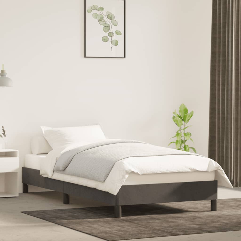 Cadre de lit sans matelas gris foncé 100x200 cm velours - XIOS