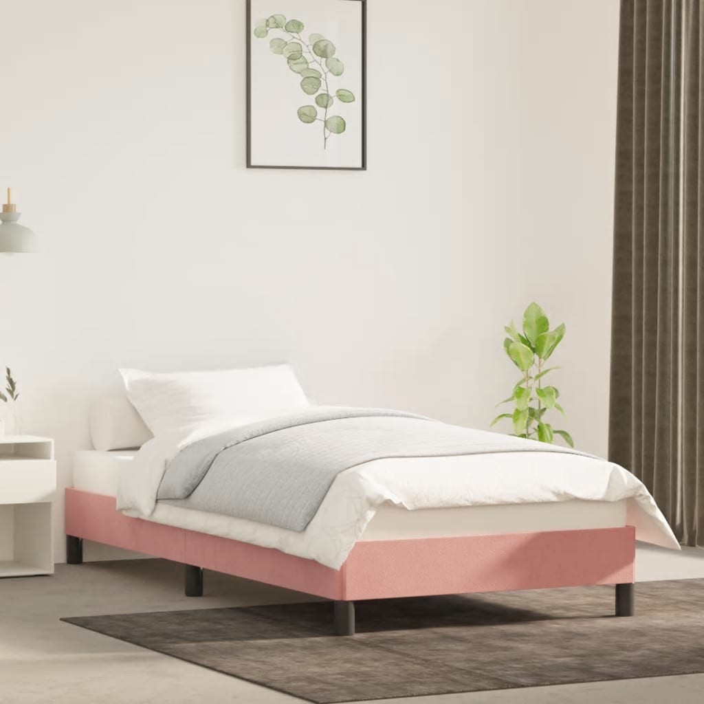 Cadre de lit sans matelas rose 100x200 cm velours - XIOS