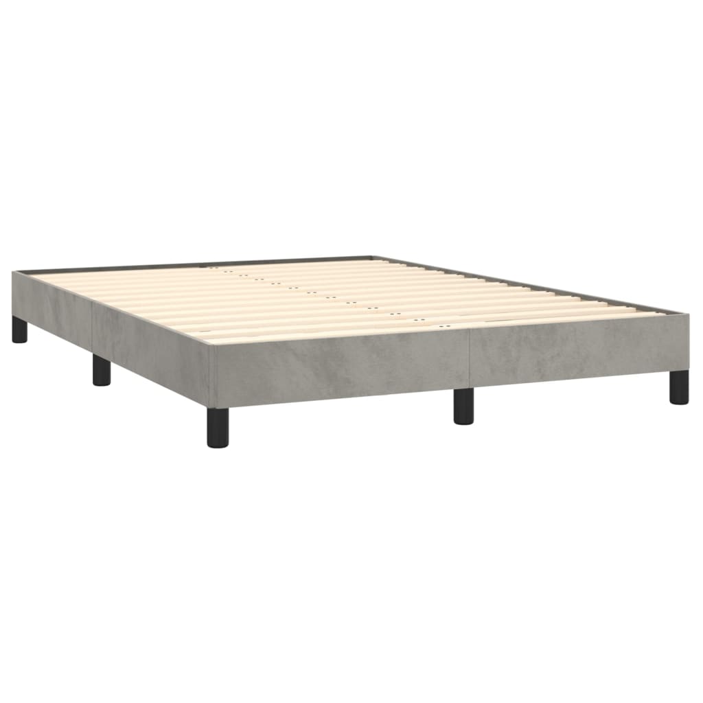 Cadre de lit sans matelas gris clair 140x190 cm velours - XIOS