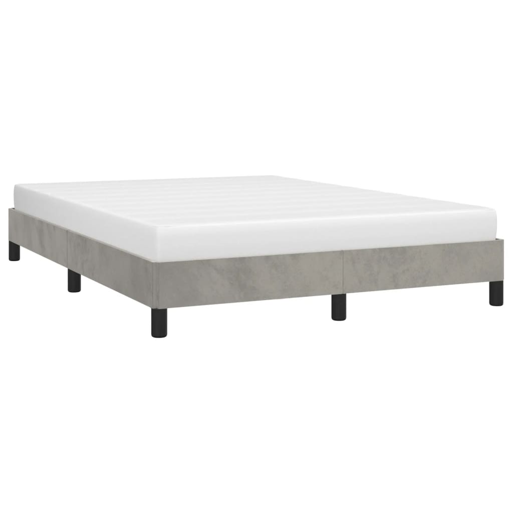 Cadre de lit sans matelas gris clair 140x190 cm velours - XIOS