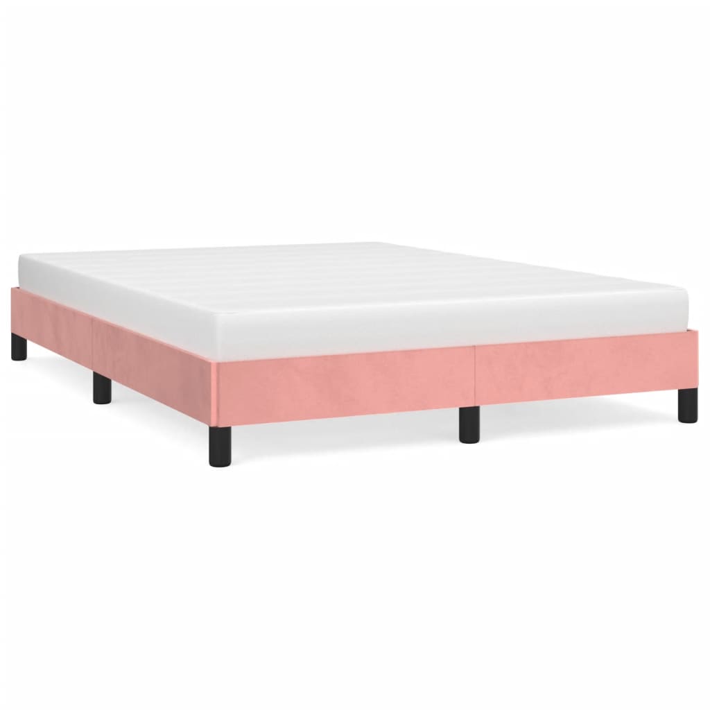 Cadre de lit sans matelas rose 140x190 cm velours - XIOS
