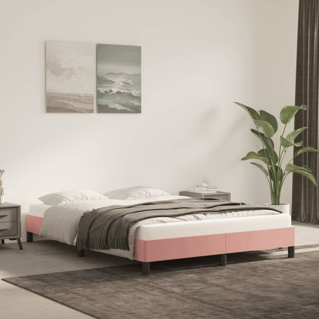 Cadre de lit sans matelas rose 140x190 cm velours - XIOS