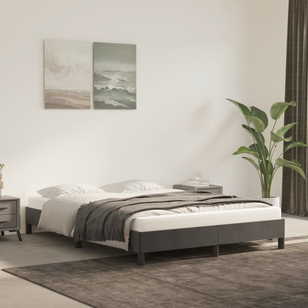 Cadre de lit sans matelas gris foncé 140x200 cm velours - XIOS