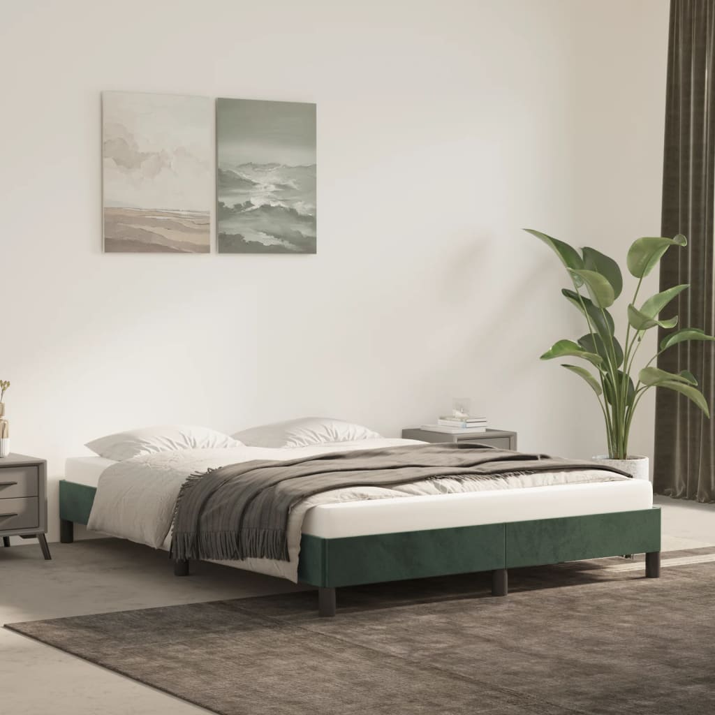 Cadre de lit sans matelas vert foncé 140x200 cm velours - XIOS