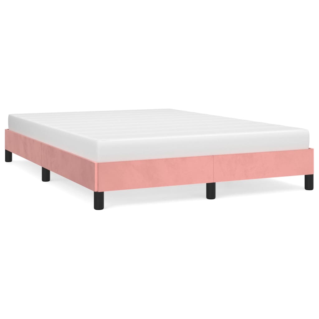 Cadre de lit sans matelas rose 140x200 cm velours - XIOS