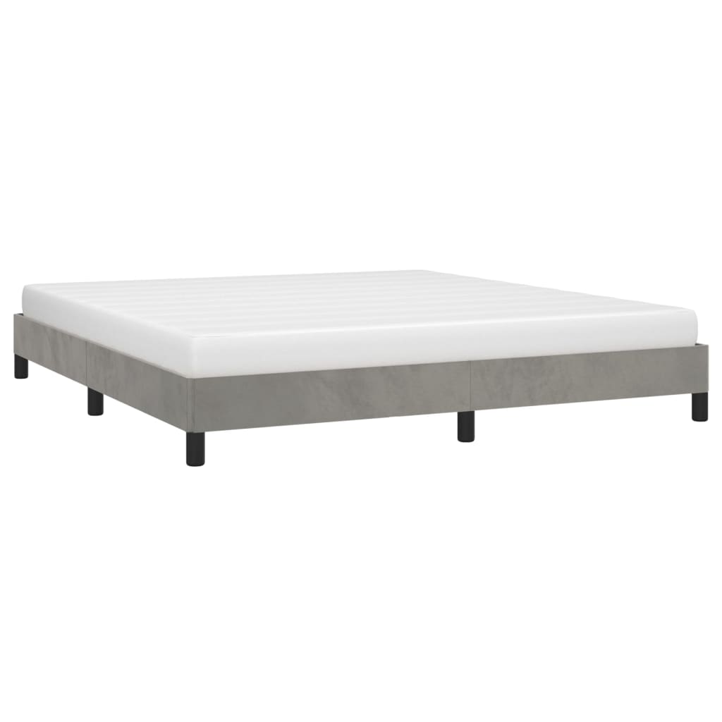 Cadre de lit sans matelas gris clair 160x200 cm velours - XIOS