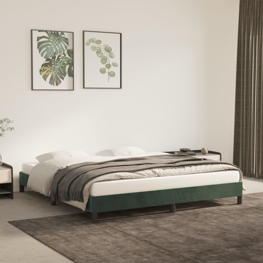 Cadre de lit sans matelas vert foncé 160x200 cm velours - XIOS