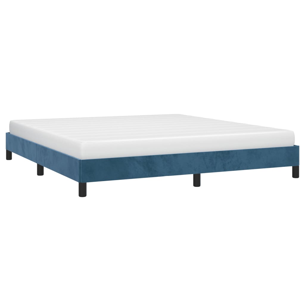 Cadre de lit sans matelas bleu foncé 160x200 cm velours - XIOS