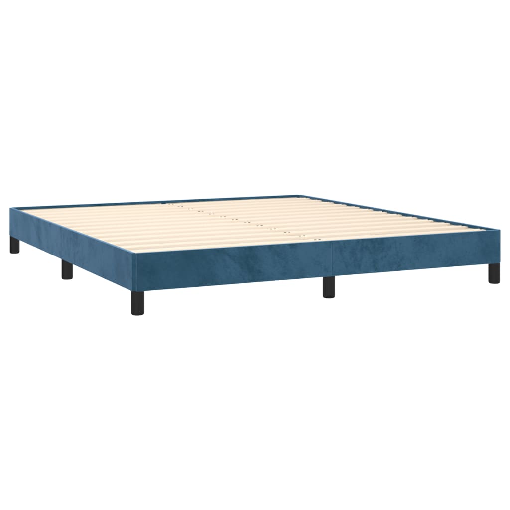 Cadre de lit sans matelas bleu foncé 160x200 cm velours - XIOS