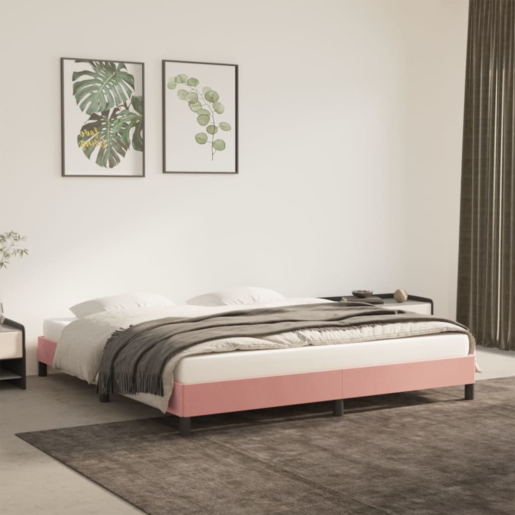 Cadre de lit sans matelas rose 160x200 cm velours - XIOS
