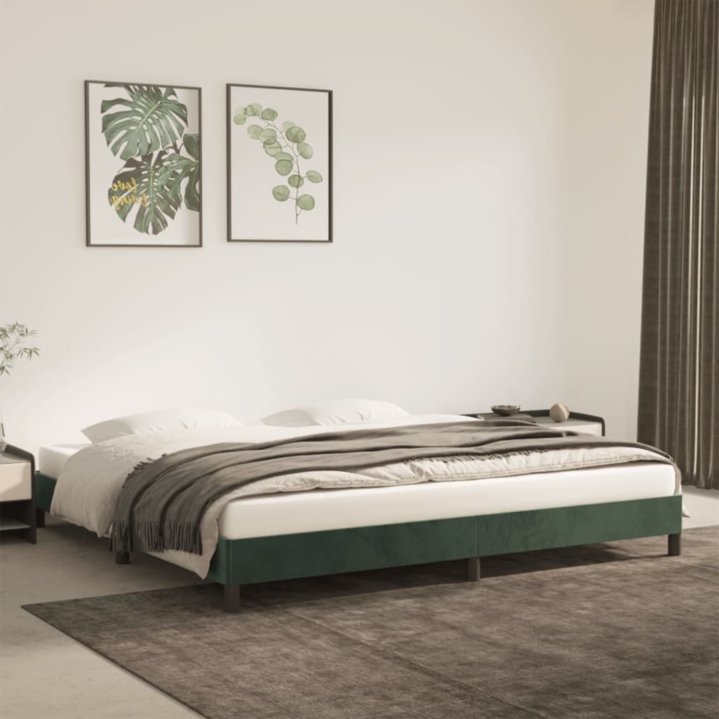 Cadre de lit sans matelas vert foncé 200x200 cm velours - XIOS