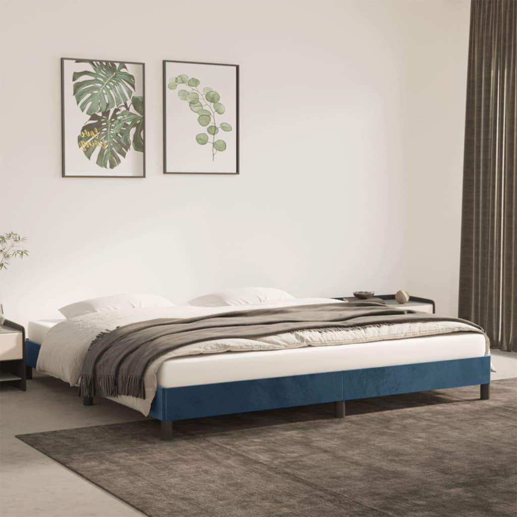 Cadre de lit sans matelas bleu foncé 200x200 cm velours - XIOS