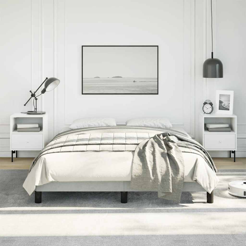 Cadre de lit gris clair 137x190 cm velours - XIOS