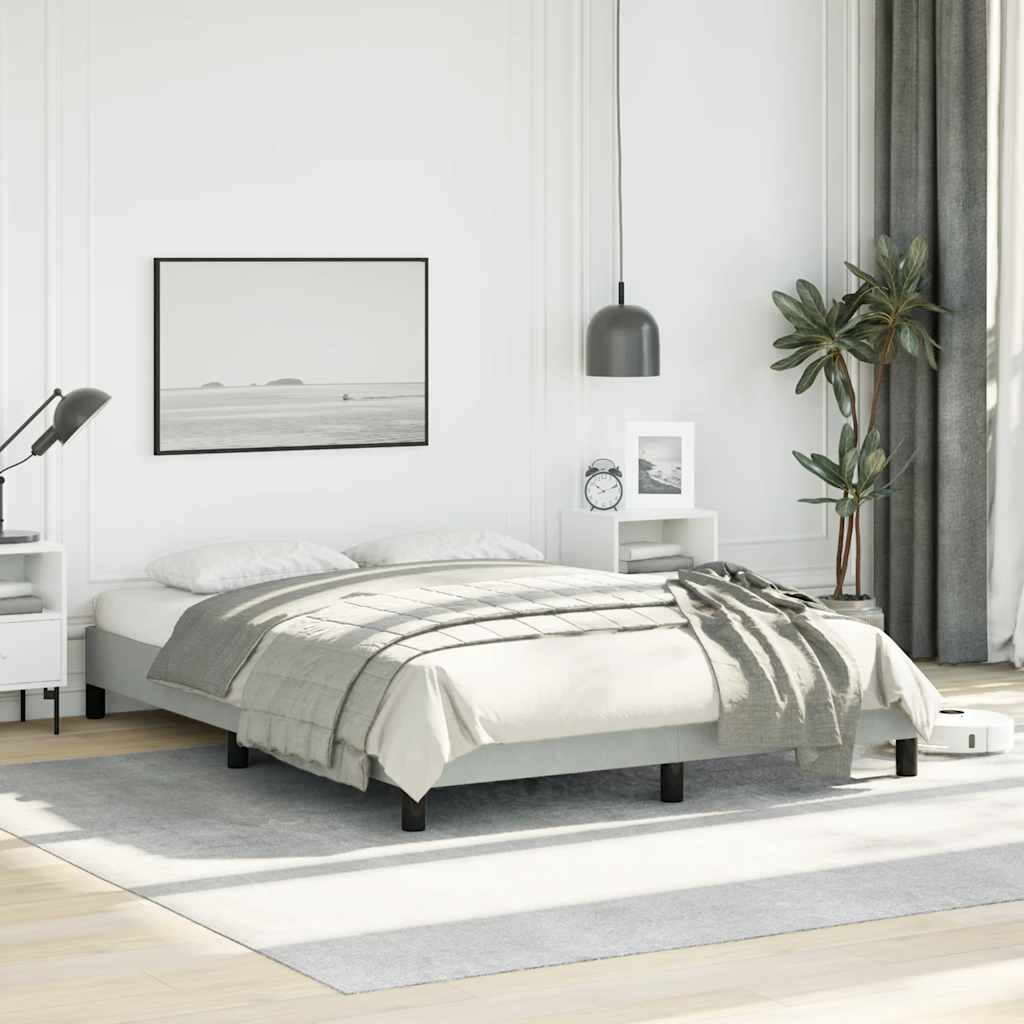 Cadre de lit gris clair 137x190 cm velours - XIOS