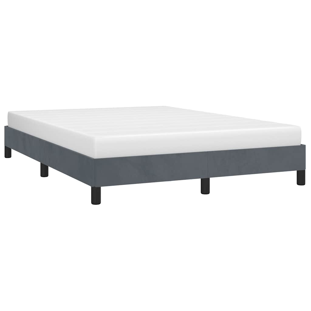Cadre de lit gris foncé 137x190 cm velours - XIOS