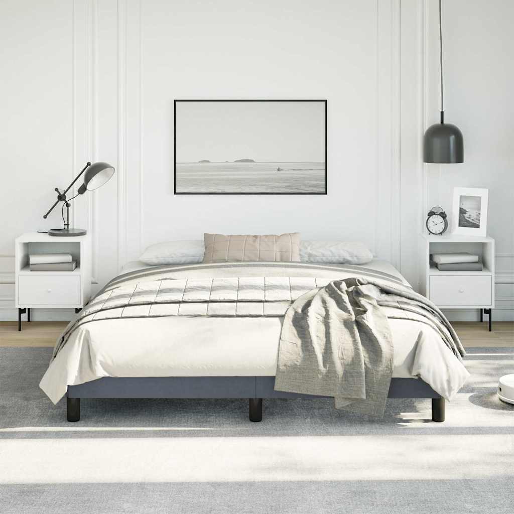 Cadre de lit gris foncé 152x203 cm velours - XIOS