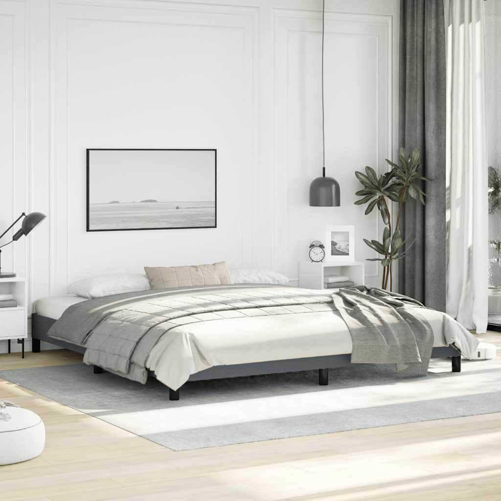 Cadre de lit gris foncé 193x203 cm velours - XIOS