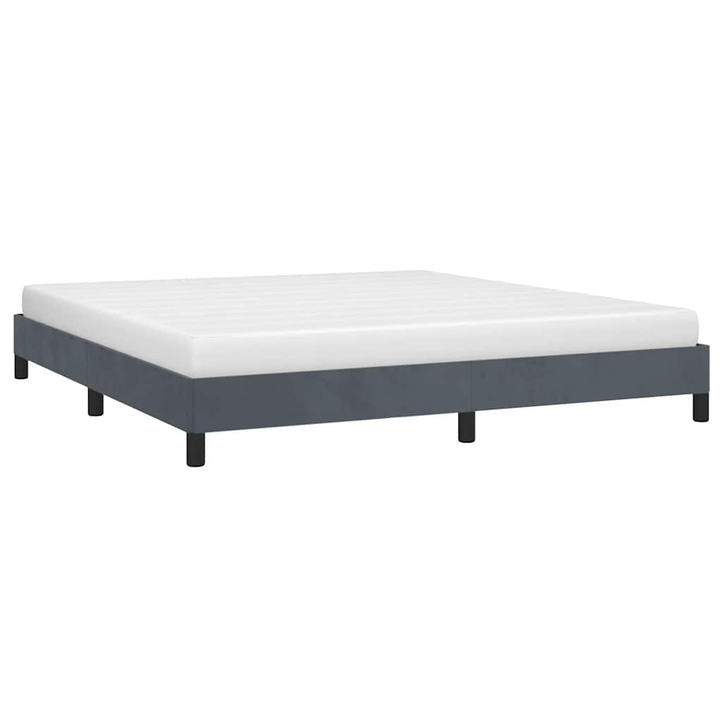 Cadre de lit gris foncé 193x203 cm velours - XIOS