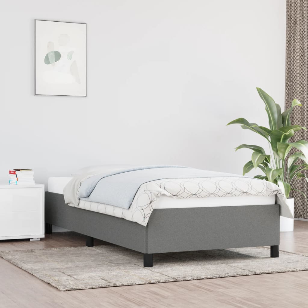 Cadre de lit sans matelas gris foncé 90x190 cm tissu - XIOS