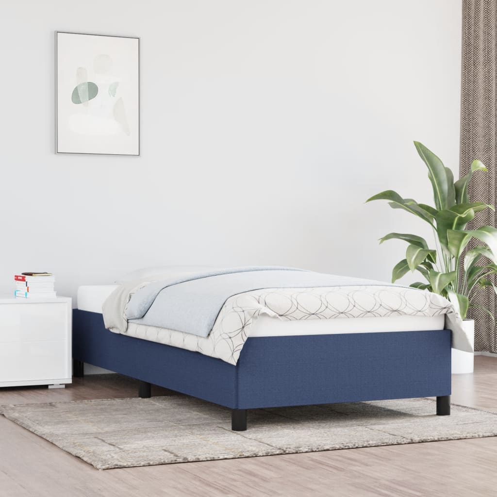 Cadre de lit sans matelas bleu 90x190 cm tissu - XIOS