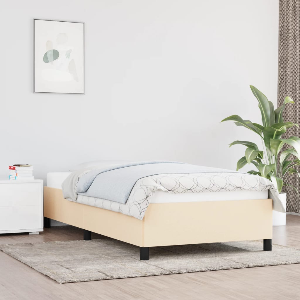 Cadre de lit sans matelas crème 90x200 cm tissu - XIOS
