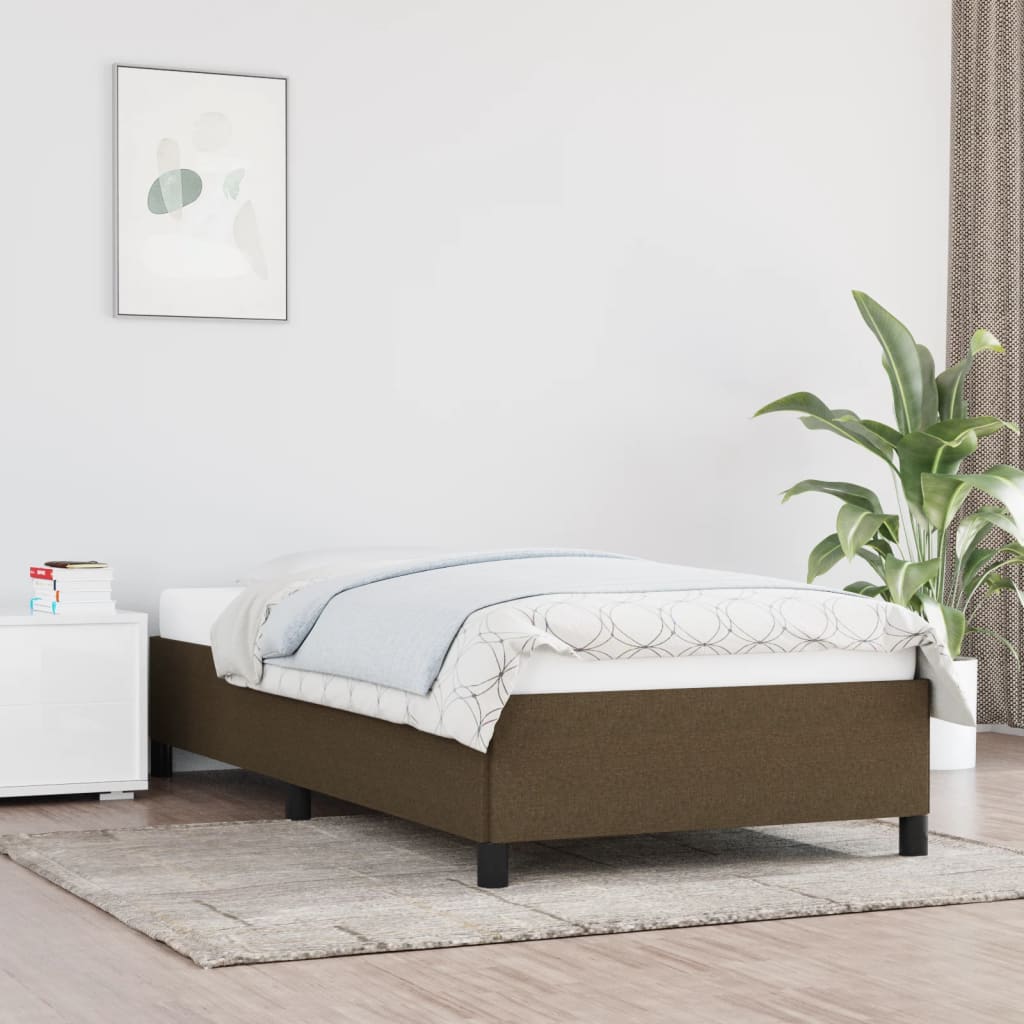 Cadre de lit sans matelas marron foncé 100x200 cm tissu - XIOS
