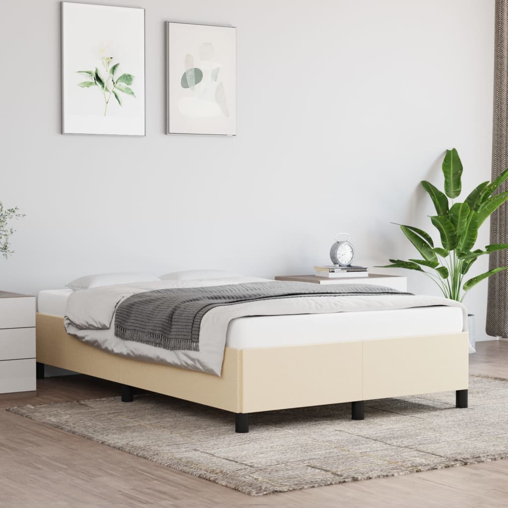 Cadre de lit sans matelas crème 120x200 cm tissu - XIOS