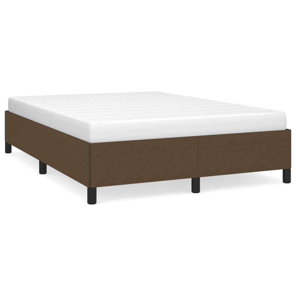 Cadre de lit sans matelas marron foncé 140x190 cm tissu - XIOS