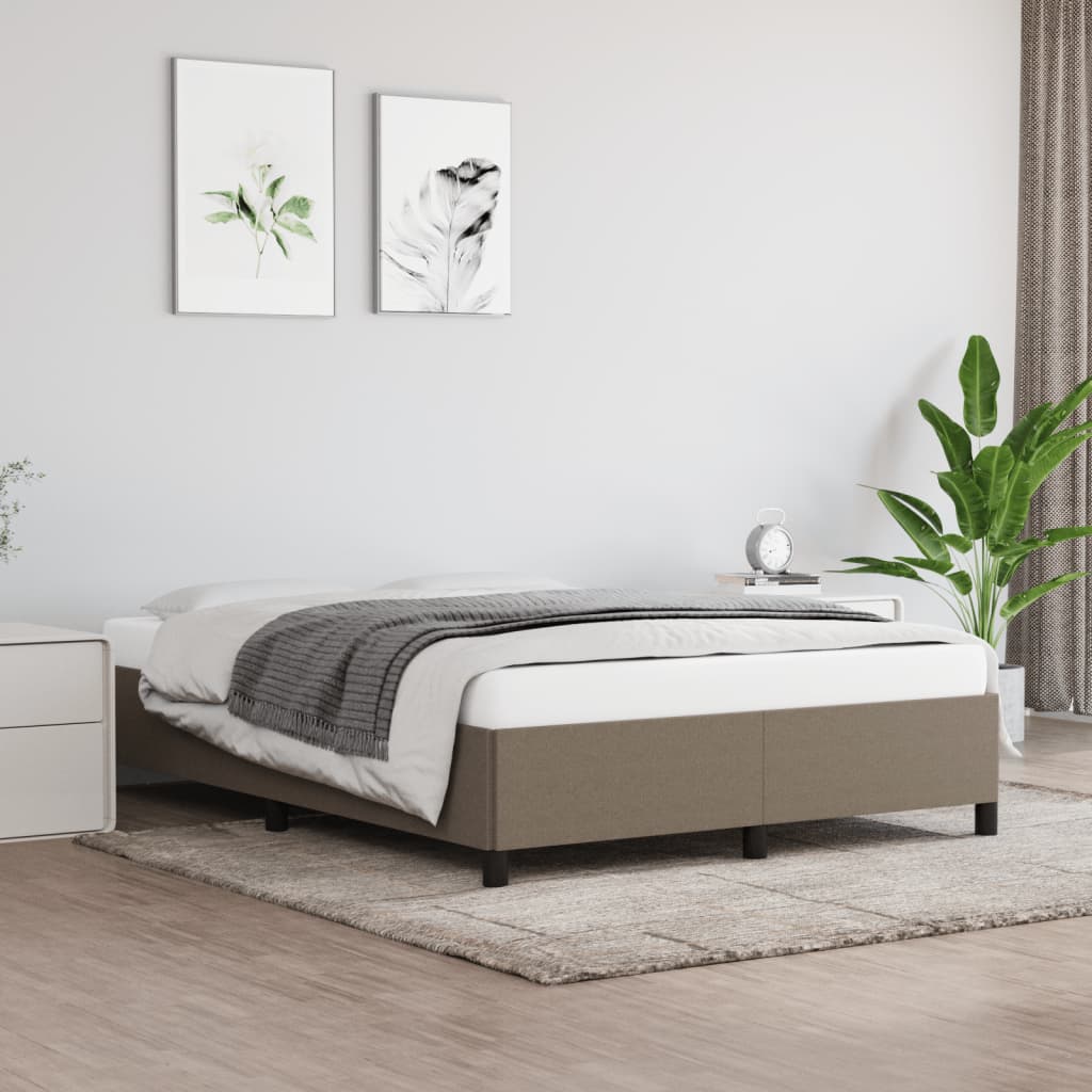 Cadre de lit sans matelas taupe 140x190 cm tissu - XIOS