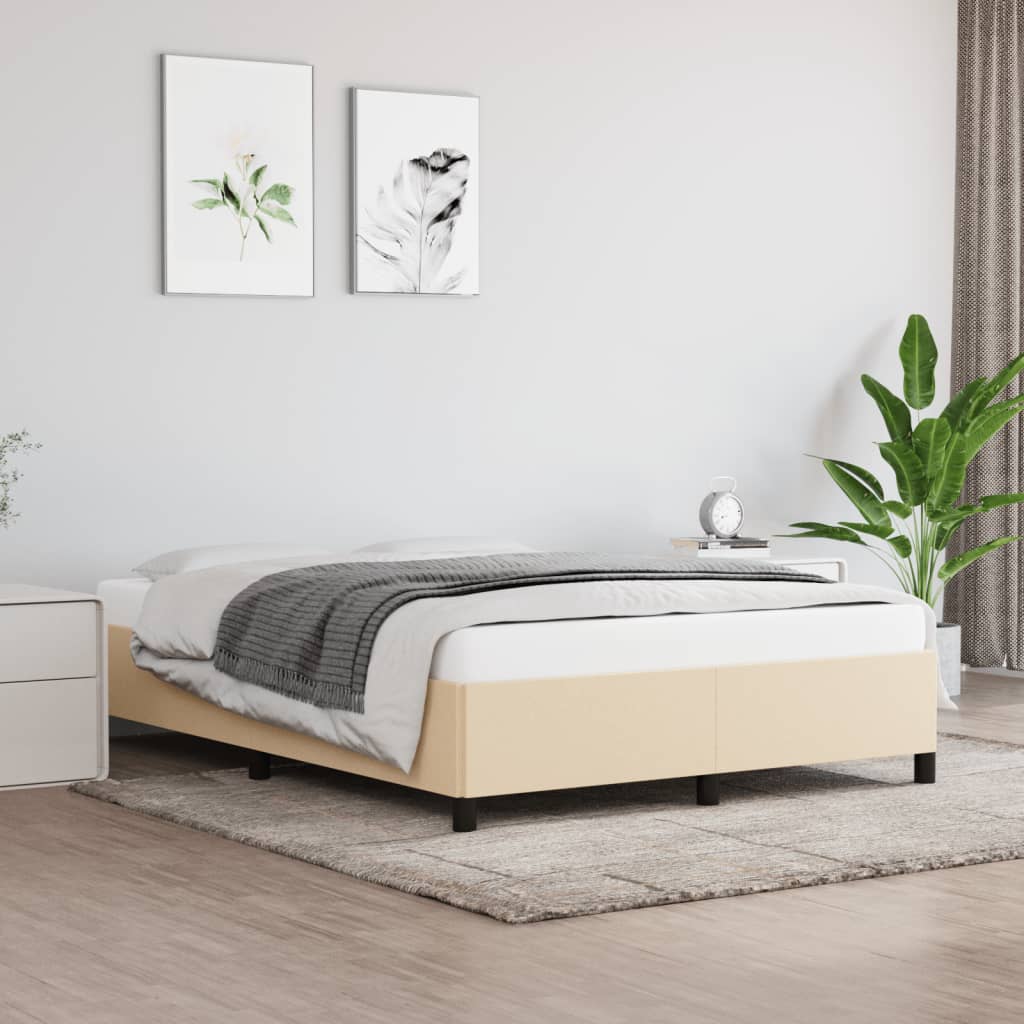 Cadre de lit sans matelas crème 140x190 cm tissu - XIOS