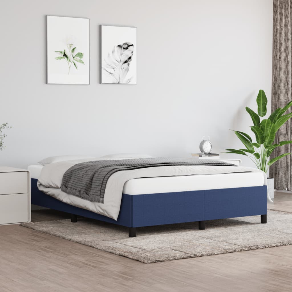 Cadre de lit sans matelas bleu 140x190 cm tissu - XIOS
