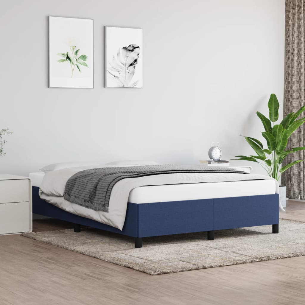 Cadre de lit sans matelas bleu 140x200 cm tissu - XIOS