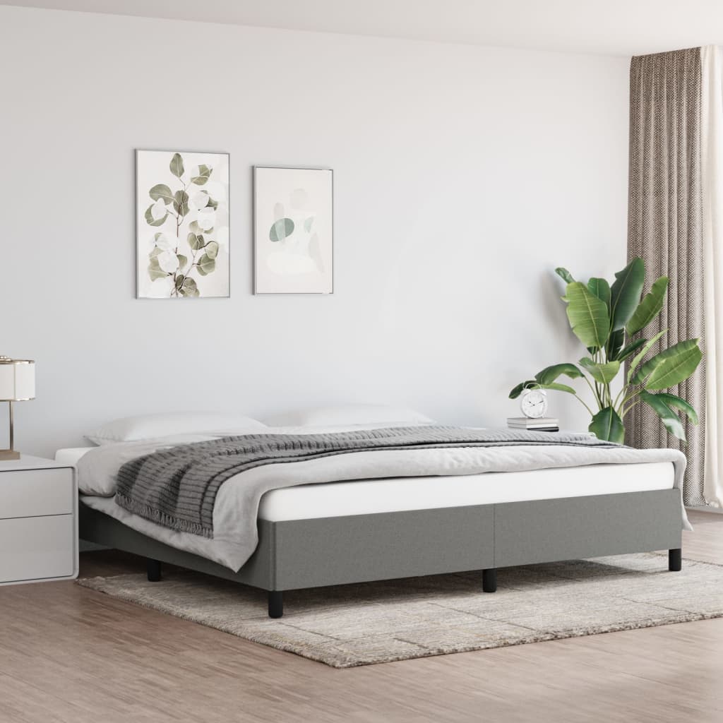 Cadre de lit sans matelas gris foncé 200x200 cm tissu - XIOS
