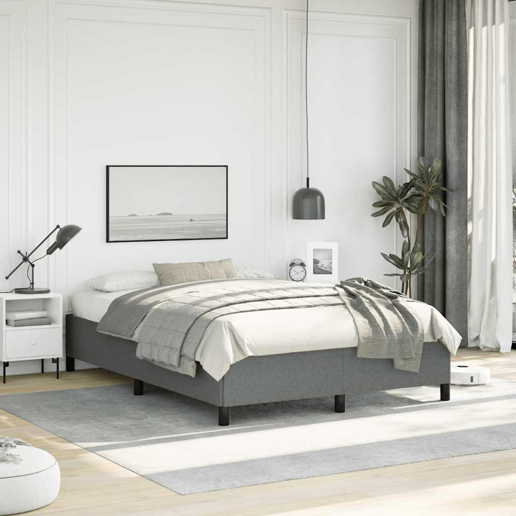 Cadre de lit sans matelas gris foncé 137x190 cm tissu - XIOS