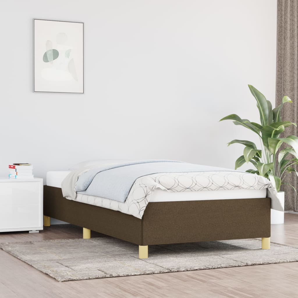 Cadre de lit sans matelas marron foncé 90x190 cm tissu - XIOS