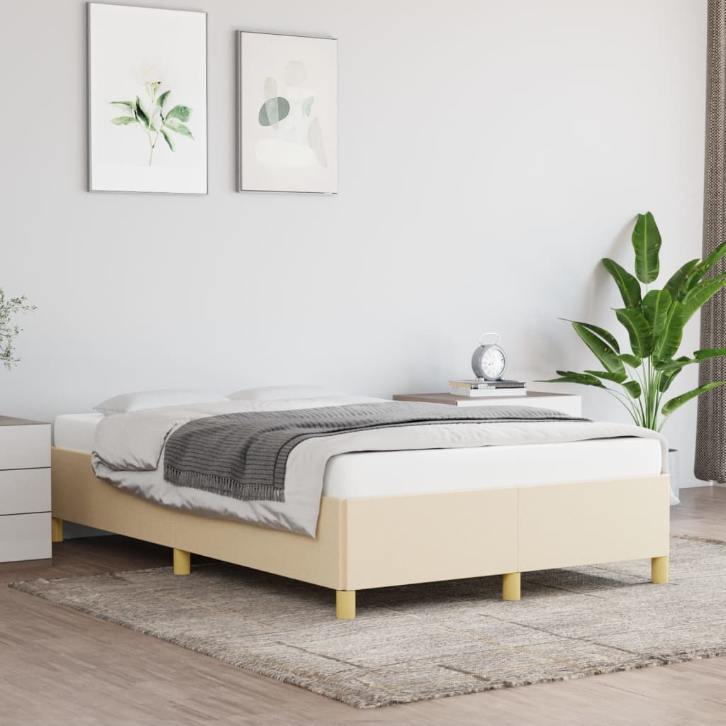 Cadre de lit sans matelas crème 120x200 cm tissu - XIOS