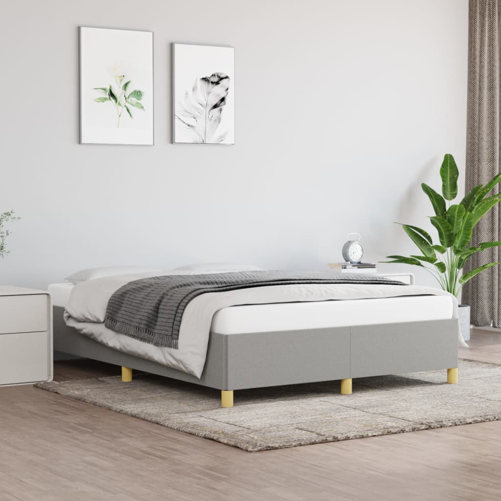 Cadre de lit sans matelas gris clair 140x190 cm tissu - XIOS