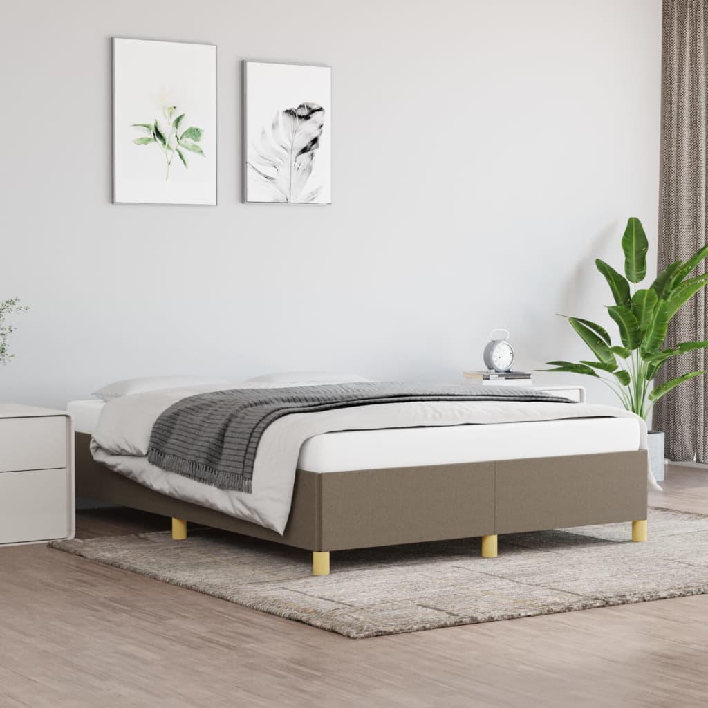 Cadre de lit sans matelas taupe 140x200 cm tissu - XIOS