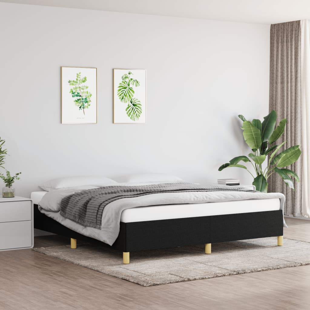 Cadre de lit sans matelas noir 160x200 cm tissu - XIOS