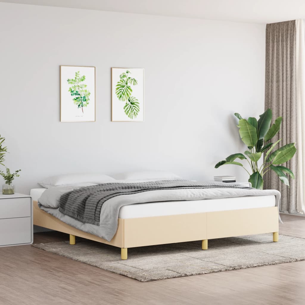 Cadre de lit sans matelas crème 160x200 cm tissu - XIOS