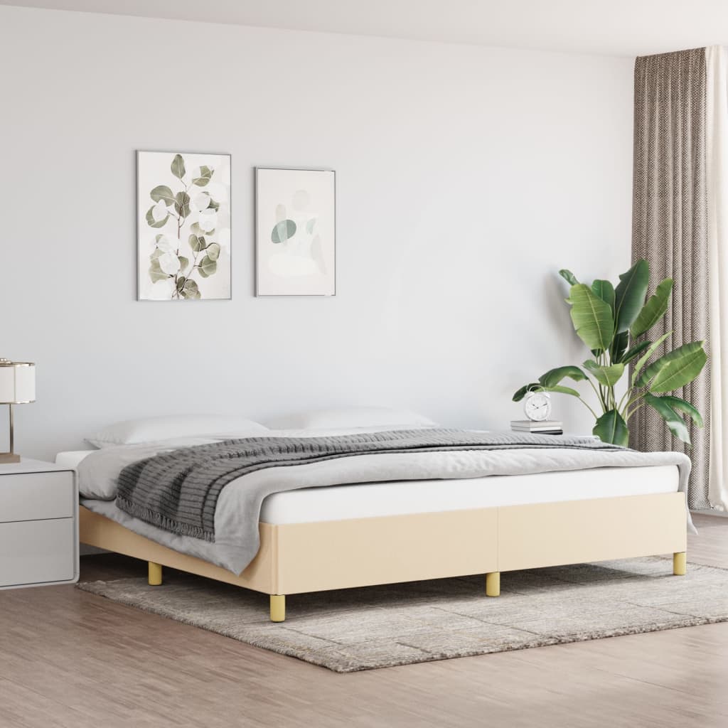 Cadre de lit sans matelas crème 200x200 cm tissu - XIOS