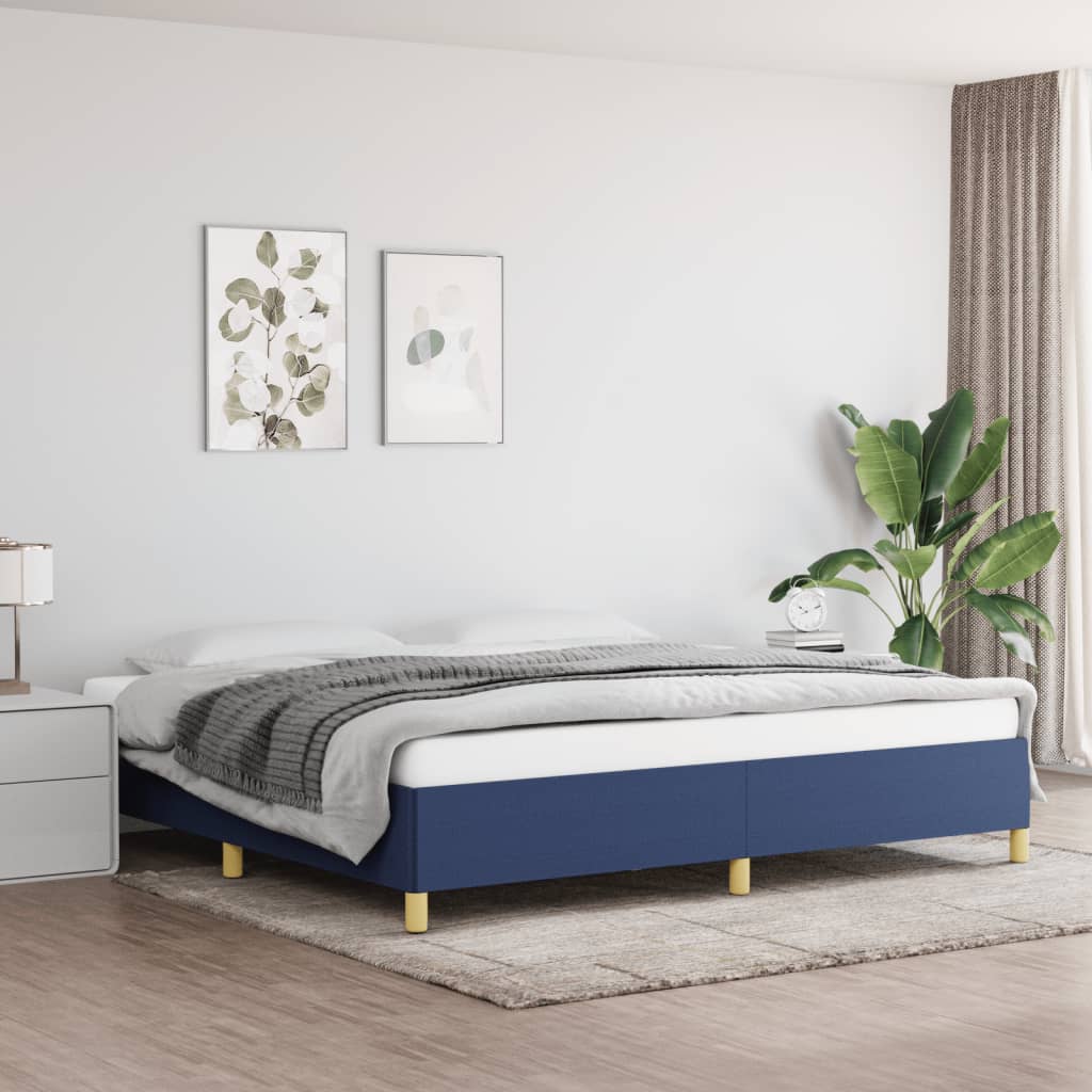 Cadre de lit sans matelas bleu 200x200 cm tissu - XIOS