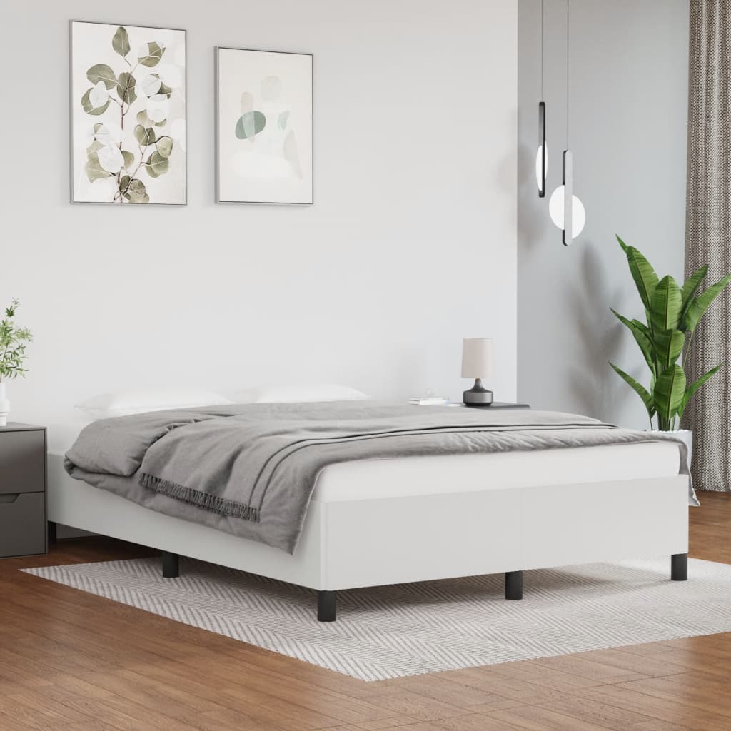 Cadre de lit sans matelas blanc 140x190 cm similicuir - XIOS